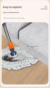 Juego de Trapeador Giratorio y Cubeta para Limpieza del Hogar, Rotación de 360 Grados, Microfibra Ultrafina, Manos Libres, Doble Acción para Seco y Húmedo, Duradero - Product Image 3