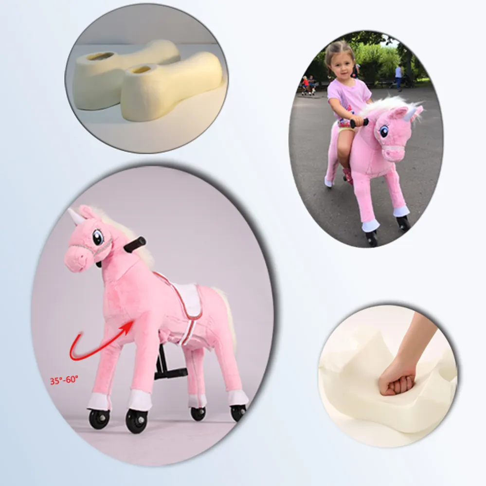 منتج جديد للأطفال لعبة ركوب الخيل، لعبة حيوانات مشي كبيرة الحجم حصان هزاز بعجلات