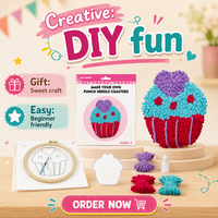 Kit de pique-aiguilles DIY pour sous-verres à cupcakes - Marque VOSAN, thème Animaux et Nature, en tissu, ensemble d'activités créatives éducatives pour enfants