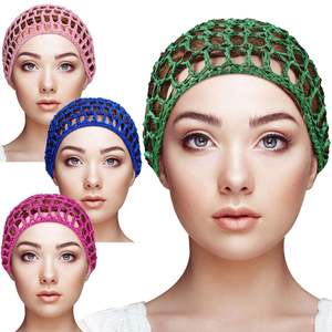 <span class=keywords><strong>Filet</strong></span> à <span class=keywords><strong>cheveux</strong></span> en maille pour femmes Crochet Caps Hat Snood Sleeping Night Cover Turban Rayon Knit Hairnet Hair Accessory - Product Image 2