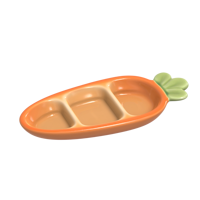 Assiette en céramique personnalisée OEM/ODM en forme de carotte, multi-compartiments, colorée et lumineuse