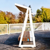 Banc public moderne en bambou pour paysage urbain, siège intelligent à énergie solaire avec recharge USB sans fil, modèle GGY-10