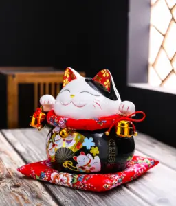 Keramik benutzer definierte glückliche Katze winkt Fortune Cat Figuren Glücksbringer Spar büchse Home Decoration Ornamente