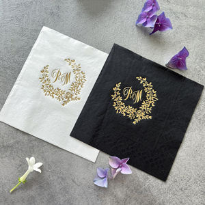 Serviettes de <span class=keywords><strong>cocktail</strong></span> personnalisées avec logo en feuille d'or, serviettes en papier pour restaurant, mariage, banquet, fête d'anniversaire - Product Image 3