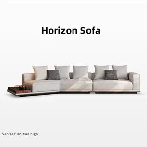 Canapé <span class=keywords><strong>de</strong></span> Salon Design Italien Minimaliste Horizon Coton Lin Léger Luxe Irrégulier Tissu pour Grand Appartement Villa - Product Image 2