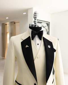 مصممة خصيصا بدلة رسمية بيضاء للعريس لحفل الزفاف طية صدر السترة <span class=keywords><strong>3</strong></span> قطع بدلات رجالية حفلة موسيقية مع بنطال صدرية ذكور أحدث طراز - Product Image 2