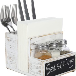 Wooden Seasoning Storage Box With <b>Spice</b> <b>Jars</b> And Cutlery Holder For Kitchen Desktop Use - Product Image 4