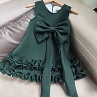 Robe de soirée sans manches froncée avec nœud pour filles, collection été 2026, couleurs mélangées