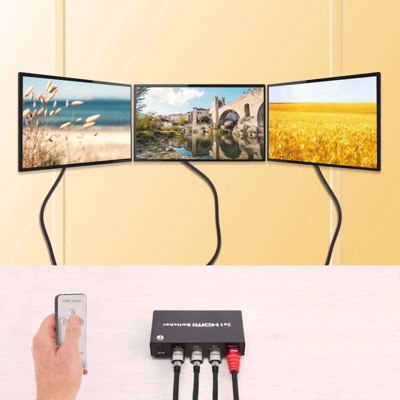 מפצל אודיו וידאו HDMI 1 ב-4 יציאה מתאם צג רב תמיכה ב-3D ו-4K x 2K עבור מקרני HDTV PC DVD PS3