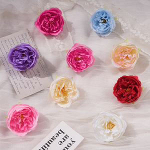 Round <b>Peony</b> Flower Head Silk <b>Artificial</b> Flower High Simulation Wedding Hair Accessory Photography Prop - Product Image 1