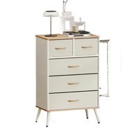 Commode de rangement légère à 5 tiroirs, design moderne, en MDF et acier carbone, tissu respirant, écologique, pour salon