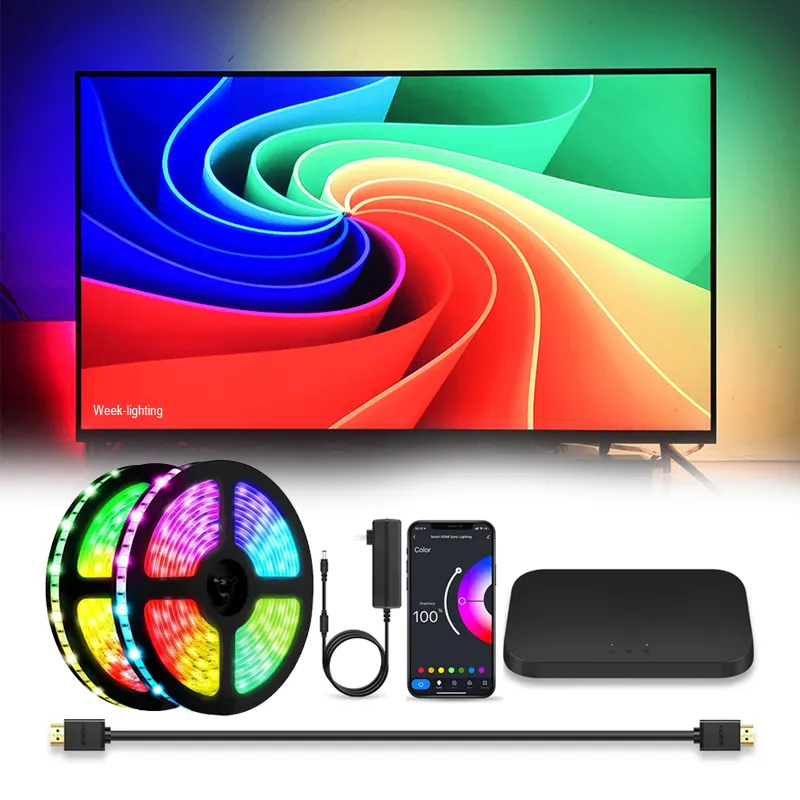 Smart Ambient TV Light Kit HDMI Sync Box Led Backlight WiFi Alexa Google Control Led Light Strip For HDMI TV Box/Game box/Laptop