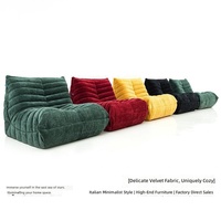 Fauteuil paresseux transfrontalier moderne et minimaliste en velours, rembourré d'éponge haute densité, une place, compressé sous vide, style chenille