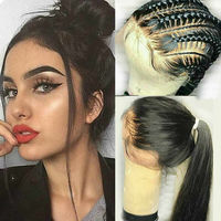 Perruques de qualité supérieure en cheveux humains, Lace Front, Cheveux Brésiliens, Perruques sans colle, Perruque 360 Full Lace en cheveux humains, Longue et Lisse comme un bâton
