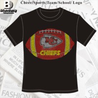 Transfert de strass en verre personnalisé Chiefs Iron-On Hotfix NFL Team Transferts de chaleur en strass pour la personnalisation des vêtements