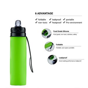Bouteille d'eau pliable portable en silicone créative résistante aux hautes températures pour le sport, vente en gros, tasse à boisson - Product Image 6