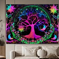 Tapisserie murale en polyester avec papillon en verre teinté violet, décoration murale, impression HD, résistante à la décoloration, vente en gros
