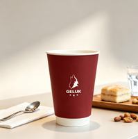 Gobelet à café en papier à double paroi de 12 oz, personnalisé, de qualité alimentaire, jetable, pour boissons chaudes et froides, avec logo, pour emporter café et thé