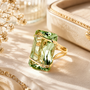 Anillo de Compromiso con Gema Verde para Mujer, Anillo de Moda Europeo Americano, Joyería Elegante para el Dedo - Product Image 4