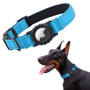 Individuelles Logo Reflektierendes Weiches Polster Luxuriöses Wasserdichtes Anti-Verlust GPS-Tracker Air Tag Halter Robustes Nylon Haustier-Hundehalsband - Product Image 1
