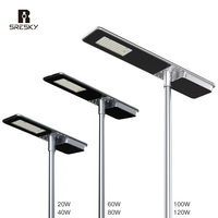 SRESKY Design Unique Lampes Solaires Extérieures Tout-en-un Étanches 20W 40W 60W 80W 120W