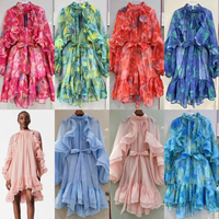 Robe mi-longue en dentelle à imprimé floral, style nouveau, taille S-2XL, vente en gros, design à lacets à la taille, élégante, décontractée, été, robe en dentelle à imprimé