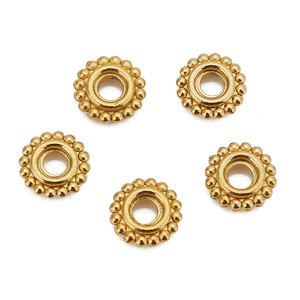 Perles d'espacement rondes moulées sous pression |   Séparateur de disques en forme de donut en acier inoxydable plaqué or PVD 18 carats pour la création de bijoux DIY (bracelets, colliers) - Product Image 3