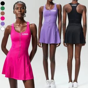 Tn1868 Mouwloos Custom Logo Gym Sportkleding Atletische Halve Zip Fitness Afslanken Hardlopen Vrouwen Sport Tennis Jurk - Product Image 1