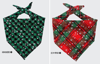 Écharpe de Noël personnalisée à carreaux pour chien Bandana Triangle pour animaux de compagnie Flocon de neige Imprimé Coton Respirant Harnais Nœud Papillon Bavoirs Ensemble