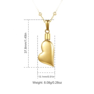 Joyas de Cremacion Colgante de Urna en Forma de Corazon Chapado en <span class=keywords><strong>Oro</strong></span> de Acero Inoxidable de Alta Calidad con Collar - Product Image 2