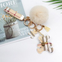 Porte-clés à pompon en cuir personnalisé, nouveau style, porte-clés de luxe de styliste