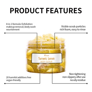 Gommages corporels en marque privée, curcuma, citron, collagène, gommage corporel exfoliant naturel, éclaircissant, hydratant, avec logo - Product Image 2