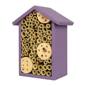Wood Bug Room Bird Products Purple Wooden Insect Bee Butterfly House Wooden Insect House