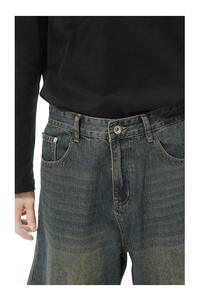 Consegna Rapida Jeans Americani Retrò Camo Scimitar a Vita Alta per Uomo e Unisex, Design Invertito, Gamba Larga - Product Image 2