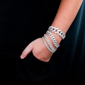Pulsera Cubana Miami de 8mm -20mm con Incrustaciones de Moissanita, Lista para Enviar, Plata 925 para Hombre y Mujer - Product Image 5