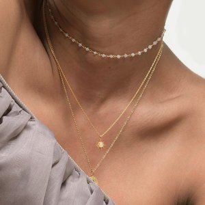 Inspire Jewelry Factory Venta al por mayor Collar de joyería de oro para mujer <span class=keywords><strong>Starburst</strong></span> Moonstone Collar Venta caliente Collar de moda - Product Image 2