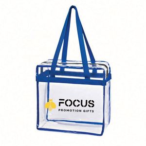 Sacs transparents personnalisés avec logo imprimé, approuvés pour les stades, sac fourre-tout transparent avec fermeture éclair, imperméable, réutilisable, en PVC, bandoulière - Product Image 3