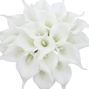 Nouvelles têtes de fleurs artificielles modernes en EVA, blanches, en forme de lys, pour la décoration de plafond de mariage avec cristaux suspendus - Product Image 1