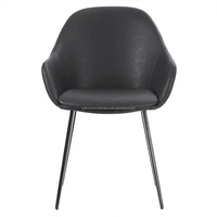 Chaise de salle à manger contractuelle en similicuir rembourrée avec accoudoirs et pieds en métal pour restaurant et salle à manger