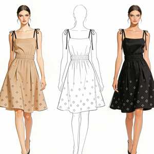 Abito Estivo con Spalline Sottili in Tessuto Personalizzato - Produzione Taglie Forti Traspirante per Vacanze con Consegna Rapida - Product Image 1