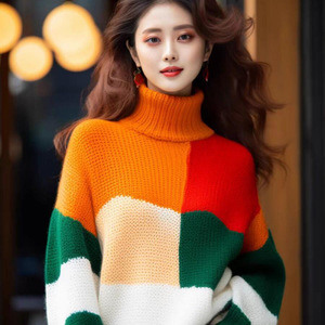 Áo Cardigan len mùa đông phong cách Hàn Quốc cho nữ áo khoác dệt kim mỏng thời trang thường ngày Áo cao cổ lửng có khóa kéo lỏng - Product Image 3