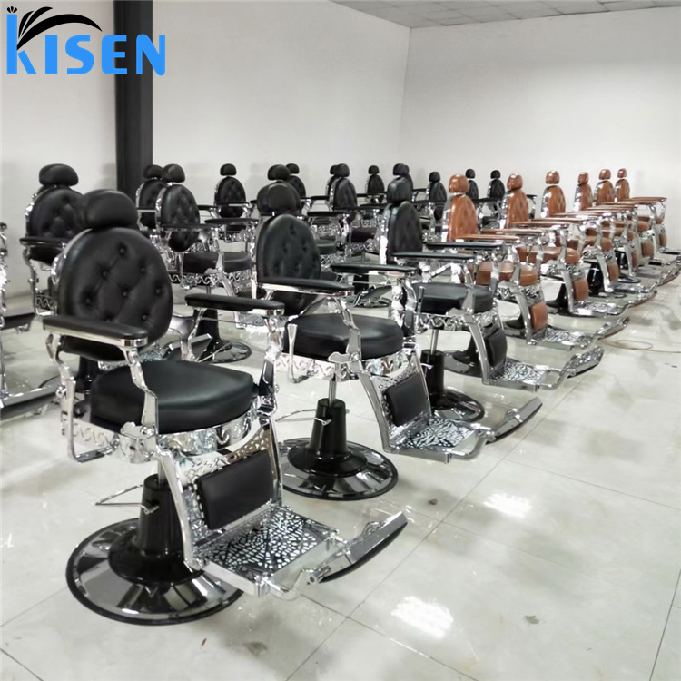 木泉美容室家具黒クロコダイルレザーアンティーク理髪店サロン用