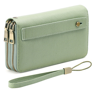 <span class=keywords><strong>Portefeuille</strong></span> tendance en cuir PU pour femme avec double fermeture éclair, grande capacité, idéal pour les voyages et les trajets quotidiens - Product Image 2