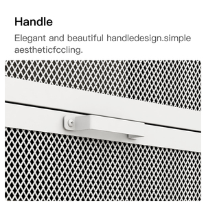 Elegant White 4-Door Mesh Metal Storage Cabinet Home Office and Living Room Organization <strong>Furniture</strong> for Dining and Home Bar Use - Product Image 4