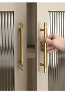 French Mid-Century Brushed Brass Cabinet Pull Handles for Wardrobes Cabinets Drawers Dressers and Wine Cabinets - Product Image 4