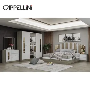 Chambre A Coucher Lit Complet Conjunto de muebles de dormitorio completo de madera de lujo para el hogar doble tamaño King moderno barato