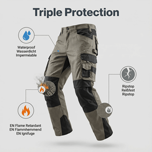 Pantalones de Trabajo de Verano Transpirables y Antiestáticos con Múltiples Bolsillos para Profesionales de la Construcción, Cintura Elástica, Bolsillos Cargo Impermeables en las Rodillas - Product Image 2