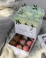 Benutzer definierte leere Schokolade bedeckt Erdbeeren und Blumen Lieferung Geschenk box Verpackung zum Verkauf