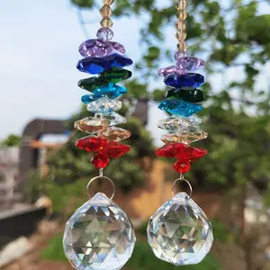 Colorful Crystals Suncatcher Hanging Sun Catcher with Chain Pendant Ornament Crystal Balls Sun catcher Crystal Glass