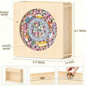 Hucha de madera para niños, cuadrada, color madera natural, tapa transparente, juguete educativo para niños de 5 a 7 años - Product Image 5